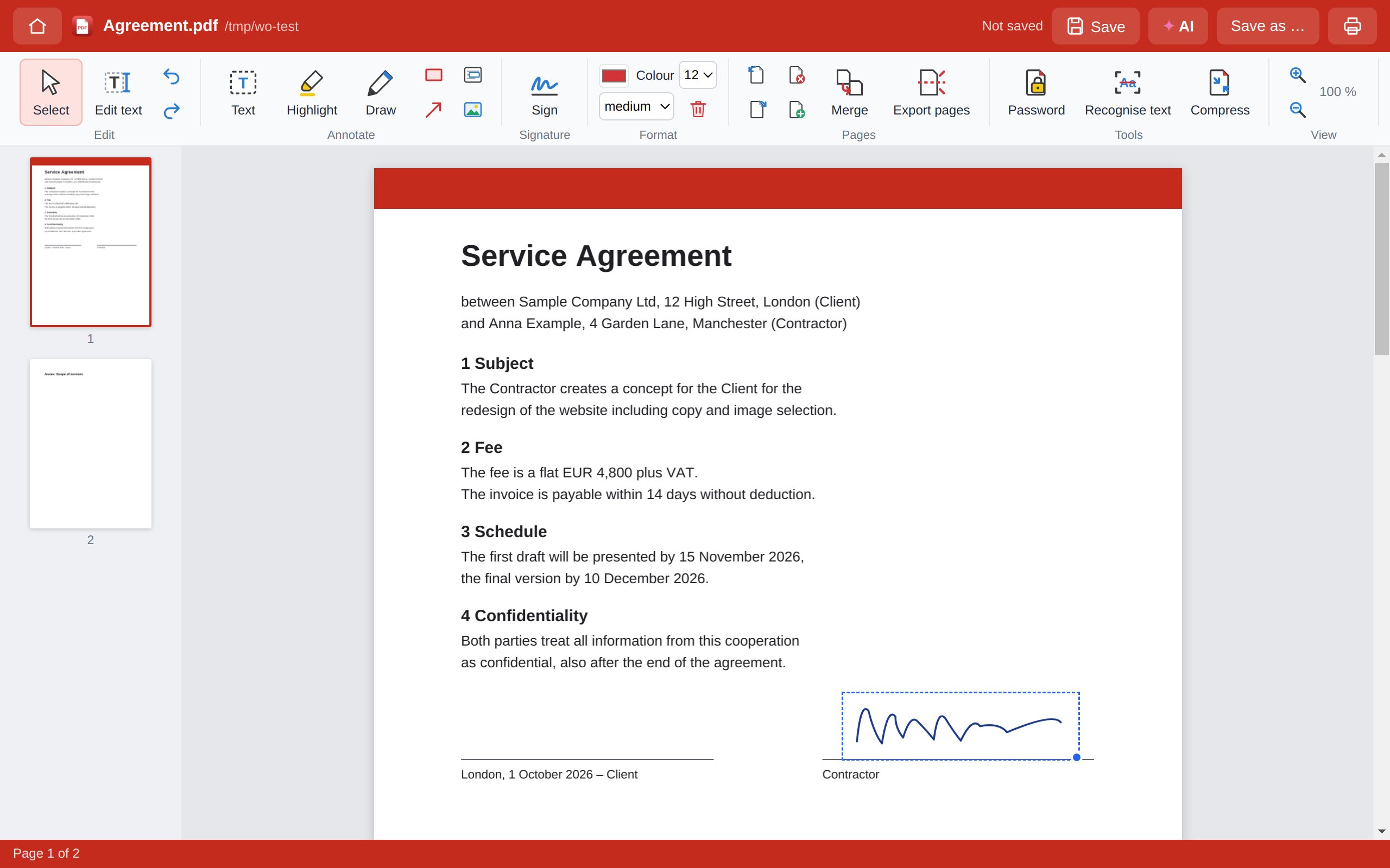 Werko PDF – screenshot