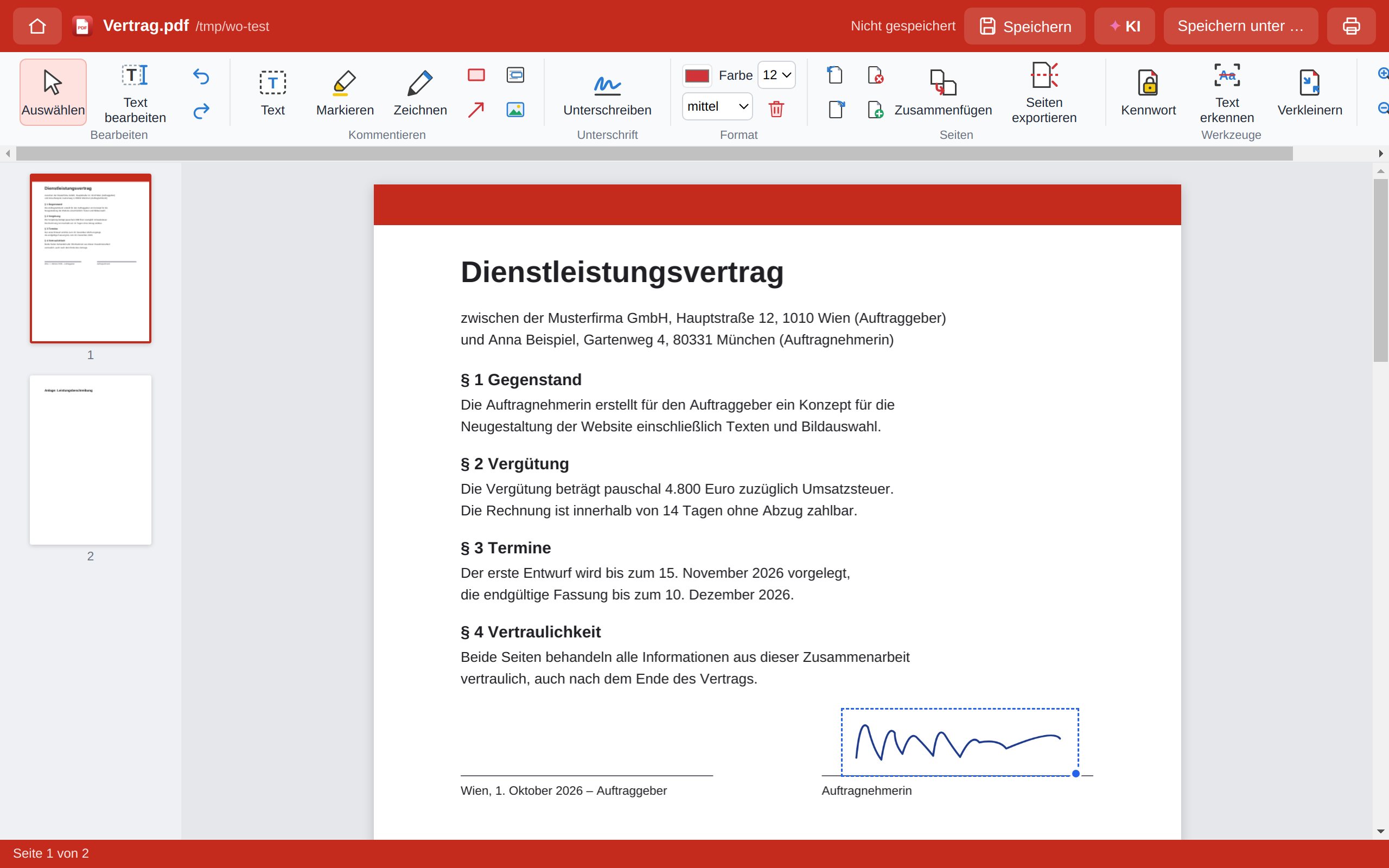 Werko PDF – Bildschirmfoto